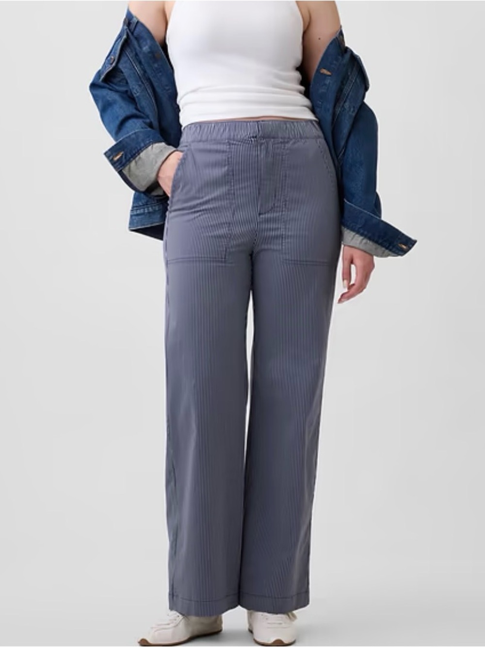 GAP Blue Pinstripe Wide-Leg Pants